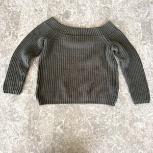 Pink Republic Off The Shoulder Green Knit Sweater